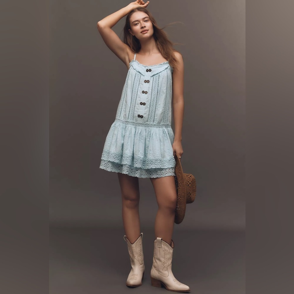 NWT! Anthropologie Pilcro Sleeveless Square-Neck Swing Mini Dress 🪀 0️⃣ - Picture 1 of 7